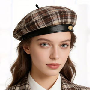 Women'S Beret Classic French Style <b>Warm</b> Berets With Leather Band for Fall Winter Beret <b>Hat</b> for Women Berets - Product Image 1