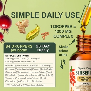 Complément alimentaire liquide à la berbérine 1200 mg, contenant de la cannelle de Ceylan, de la courge amère et du curcuma, compléments à base de plantes pour adultes - Product Image 2