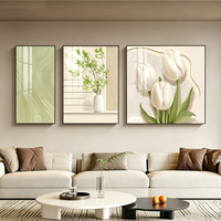 Decoración de Pared Tríptica Moderna para el Hogar, Arte Elegante e Impermeable de Porcelana con Cristal HD para Hoteles y Cafés, Venta al Por Mayor