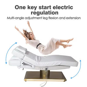 Cama de masaje de belleza de una sola columna Base de acero inoxidable dorado 3 motores Ajustable Alta capacidad de carga Ergonómica - Product Image 6