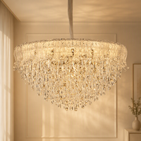Lustre de plafond en cristal de luxe moderne avec abat-jour en verre faits à la main pour salon, chambre à coucher, hall d'hôtel