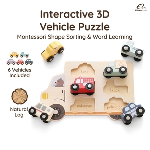 Juguete de Madera Moderno Montessori para Niños y Niñas, Juego de Rompecabezas de Coche, Juguetes Educativos para Niños Pequeños - Product Image 1