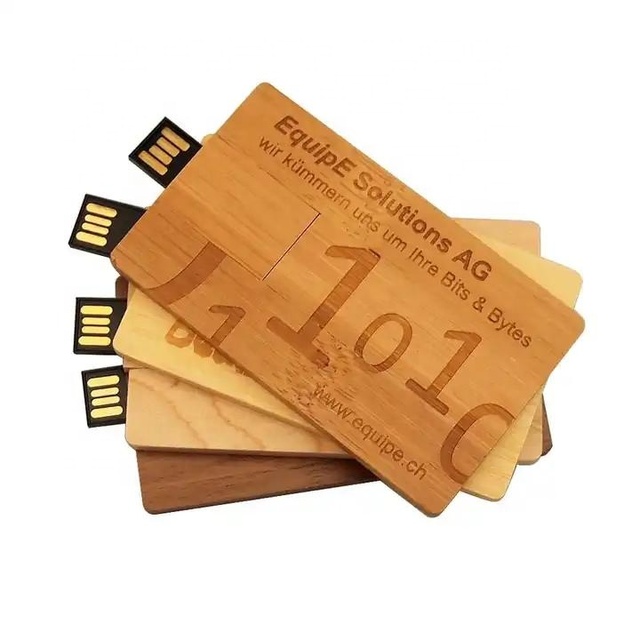 Promotional Wooden USB  Flash Drive Card 1GB to 64GB Custom LOGO Wood USB Stick Pendrive Credit Card 2.0 Flash USB Business Card