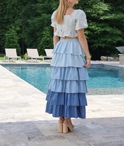 Multi Layered Empire Waist Chiffon Breathable Anti-static Casual <b>Wrap</b> <b>Skirt</b> casual <b>skirt</b> - Product Image 2