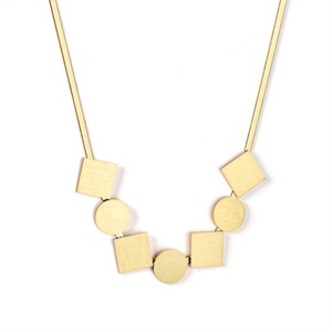 Hot Sale Waterproof Women Jewelry <b>Titanium</b> Steel Geometric square Round Charms Necklace - Product Image 1