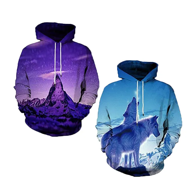 Kustom Tidak Ada MOQ 100% Poliester Bulu Sublimasi Pria Hoodie Wanita Running Hoody Jaket 3D Allover Cetak Hoodies