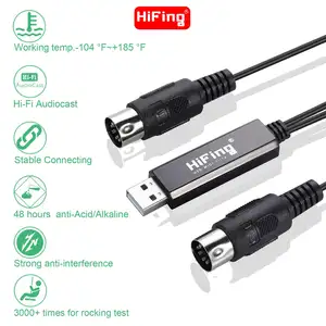 Hifing-Cable Usb tipo 2 B macho a 5 pines a Midi Fir Q5, convertidor, adaptadores, teclado de música, transformador de Cable