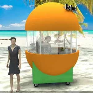Outdoor Orange Fruit Juice Kiosk Special Orange Shape Beverage Kiosk