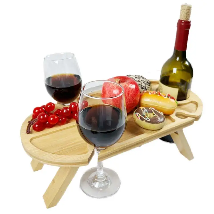 طاولة نبيذ Kis قابلة للطي للبيع بالجملة من أسطورة طاولة 2 في 1 قابلة للطي من الخيزران طاولة التخييم