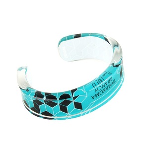 Brazalete de acrílico TDP con forma de C, transparente, impreso, personalizable, joyería de moda, 90x90x10mm - Product Image 4
