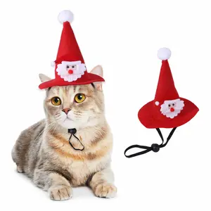 宠物狗圣诞围巾帽子套装柔软舒适冬季保暖围巾圣诞派对装扮服装
