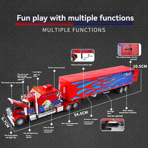 Modèles de voitures à l'échelle 1:24, camions lourds américains Actros, conteneurs, revêtement Peterbilt 389, modèle en alliage métallique, jouet de camion en alliage métallique - Product Image 3