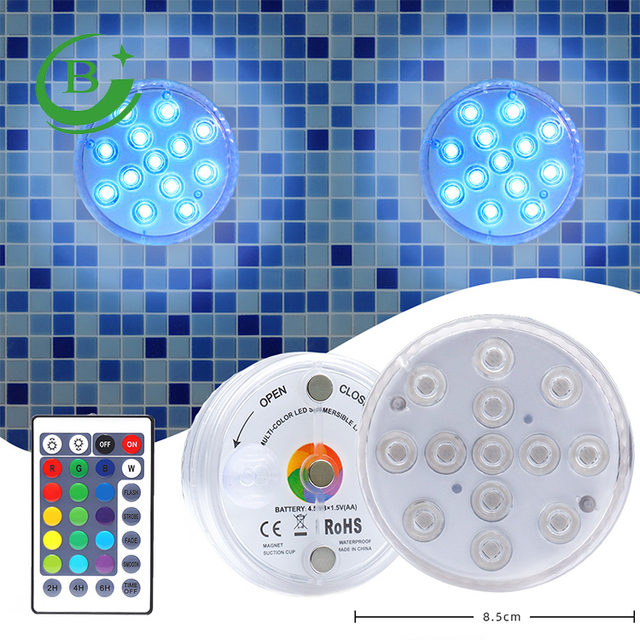 Mini Battery RGB IP68 Waterproof Underwater Led Submersible Lights With Remote Controlled
