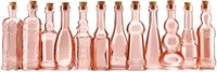 Petites bouteilles en verre vintage rougeâtre avec bouchons, vases à bourgeons, décoratives, pour potions, ensemble de 12 pièces de design assorti, 4,6 pouces de haut