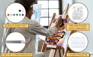 Kit de Peinture sur Toile pour Filles Motif Papillon, Peinture Acrylique Pré-dessinée pour Peintures par Numéros, Kit de Peinture DIY par Numéros - Product Image 4