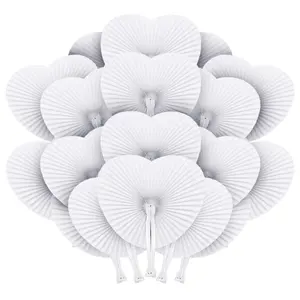 Groothandel Van Nieuwe Chinese Stijl Handopvouwbare Ventilatoren Hartvormige Opvouwbare Handheld Papier Fans Voor Feestvieringen