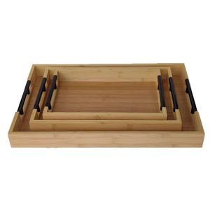 Ensemble de plateaux de service en bambou rouge érable, design moderne et minimaliste, pour thé, dessert, pain, usage hôtelier - Product Image 5