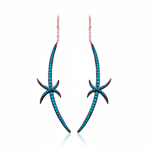 Boucles d'oreilles en fil d'argent Sterling bleu, bijoux pour femmes, nouveau, vente en gros - Product Image 2