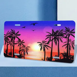 Sublimatie Hawaii Kentekenplaat Afdekking Tropische Palmboom Kenteken Grappige Auto Decoratie Tag Kentekenplaat Frame Aangepast Logo