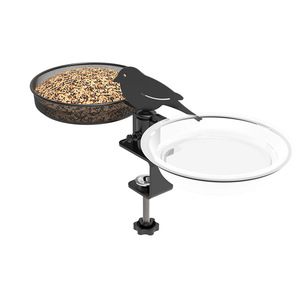 Iron <b>Bird</b> <b>Feeder</b> <b>Stand</b> Round Small Durable Outdoor Garden Feeding Tray With Water Bowl For <b>Birds</b> Terrace Use - Product Image 2