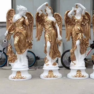 <span class=keywords><strong>Femmes</strong></span> blanches et beiges grande <span class=keywords><strong>sculpture</strong></span> d'ange humain vif en marbre d'art - Product Image 4