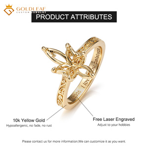 Semi-monture gravée en or 10-24K Goldleaf, forme marquise, compatible avec diamant, pierre précieuse, moissanite, taille et forme personnalisées pour la création de bijoux - Product Image 5