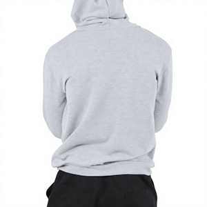 <b>Men's</b> Gray Cotton Fleece Hooded Sweatshirt With Green Letter S Print Regular Fit Casual Wear Autumn Style - Product Image 3