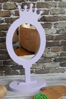 Miroir à main personnalisé en forme de couronne avec poignée en bois miroir décoratif moderne pour enfants princesse artisanat et miroir suspendu avec logo
