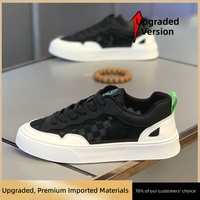 Nouveauté été, baskets blanches de style coréen à lacets, chaussures tendance pour hommes, design patchwork en PU, légères et respirantes
