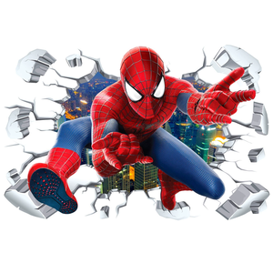 Autocollants muraux <span class=keywords><strong>3D</strong></span> en PVC <span class=keywords><strong>Spiderman</strong></span> pour chambre d'enfant, décoration de la maison, autocollants muraux DIY, art déco, art mural de film - Product Image 1