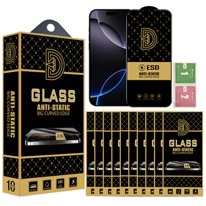 9D 21d Vàng Kim Cương Lớn Cạnh Đầy Đủ Bìa ESD Tempered Glass Điện Thoại Bảo Vệ Màn Hình Cho iPhone 14 15 Cộng Với 16 Pro 17 Pro Max - Product Image 1