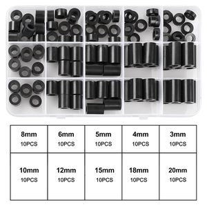 Entretoises rondes en nylon noir Sanya M6, non filetées, 3-20 mm, lot assorti de 100 pièces - Product Image 5