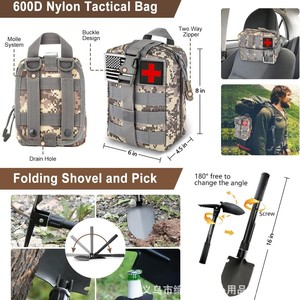 Kit d'outils de survie multifonctionnel portable avec équipement de premiers secours pour le camping en plein air, la randonnée, les situations d'urgence, imperméable, camouflage ACU - Product Image 3