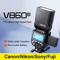 Flash Godox V860III TTL HSS Speedlite 1/8000s avec lumière de modélisation, système sans fil 2.4G pour appareils photo Canon, Nikon, Sony, Fuji