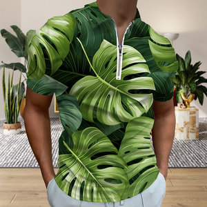 Camiseta ajustada con cremallera para hombre con imagen personalizada, Camiseta con cuello de talla grande (4XL 6XL) con logotipo bordado y diseño colorido - Product Image 3