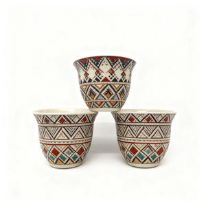 Benutzer definierte Plaid Muster Porzellan Tee Kawa Tasse personal isierte nah östliche Stil kleine Keramik arabische Cawa Tassen Set mit Geschenk box - Product Image 2