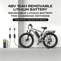 Vélo de montagne électrique avec moteur à moyeu arrière, batterie au lithium 1000W 15AH, cadre en acier au carbone, freins à disque 7 vitesses, pneus larges de 26 pouces
