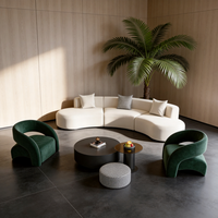 Ensemble de canapés modulaires incurvés avec fauteuils d'appoint, canapé lounge commercial en tissu incurvé et tissu bouclé, personnalisable