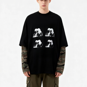 TKAN397 lujo 100% algodón camiseta Slim Fit secado rápido transpirable venta al por mayor Fitness personalizado OEM personalizado 300 Gsm hombre manga larga - Product Image 1