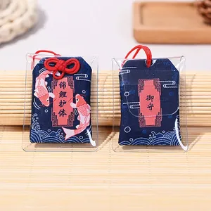 LLavero con colgante de Talismán Omamori de oración japonesa, bolso protector de belleza de riqueza afortunada, bordado artesanal, costura - Product Image 5