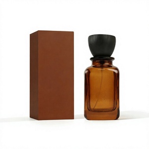 Botella de Perfume Cuadrada Mate Personalizada de 30ml 50ml 100ml, Botellas de Vidrio de Color Negro Degradado Ámbar, Caja de Embalaje con Tapa de Madera - Product Image 4