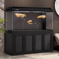 Aquarium de poissons marins de grande taille en verre noir de 6 pieds et 200 gallons avec support, armoire et bac à sable