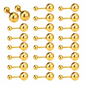 Stainless <b>Steel</b> <b>Ball</b> Stud Earrings 10mm Gold Plated Minimalist Everyday Wear Women's Jewelry - Product Image 1