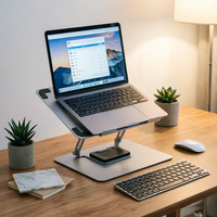 Dudukan Laptop Putar 360 Derajat Baja Canai Dingin 180 °   Penyangga Laptop Ergonomis dengan Ketinggian yang Dapat Disesuaikan 26-153mm Langsung dari Pabrik