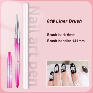 Pink Metal Handle 6mm 9mm 12mm Gel Nail Brush <b>Set</b> with Cap Premium PBT Liner French Tip Manicure Salon Nail Art <b>Paint</b> Brushes - Product Image 6