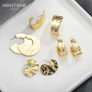 Minstone Wholesale Custom Unique Design Bamboo Earrings Gold Plated Luxury Elegant Ladies Girls Gift Jewelry Accessories