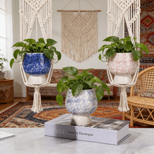 Maceta de Cerámica Azul Cristal de Hielo con Forma de Hongo para Suculentas, con Orificio de Drenaje, Diseño Moderno Ecológico, Pequeña Capacidad - Product Image 6