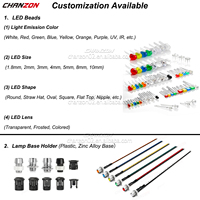 Diodo LED Precableado Personalizado de 12V 3mm 5mm 8mm 10mm Blanco Rojo Verde Azul RGB Mini Luz de Vela con Cable de 24AWG y 20cm