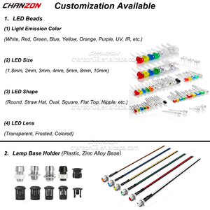 Tùy chỉnh Pre có dây <span class=keywords><strong>LED</strong></span> Diode 12V 3mm 5mm 8mm 10mm Trắng Đỏ Xanh Xanh RGB Prewired Mini Candle Light với 24AWG 20cm dây cáp - Product Image 3