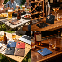 Décapsuleur en cuir PU pour bar, cadeau promotionnel, fabrication directe, logo personnalisé, sous-verres en cuir avec décapsuleur